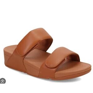 FitFlop Lulu Leather Adjustable Slide Sandals Tan 8